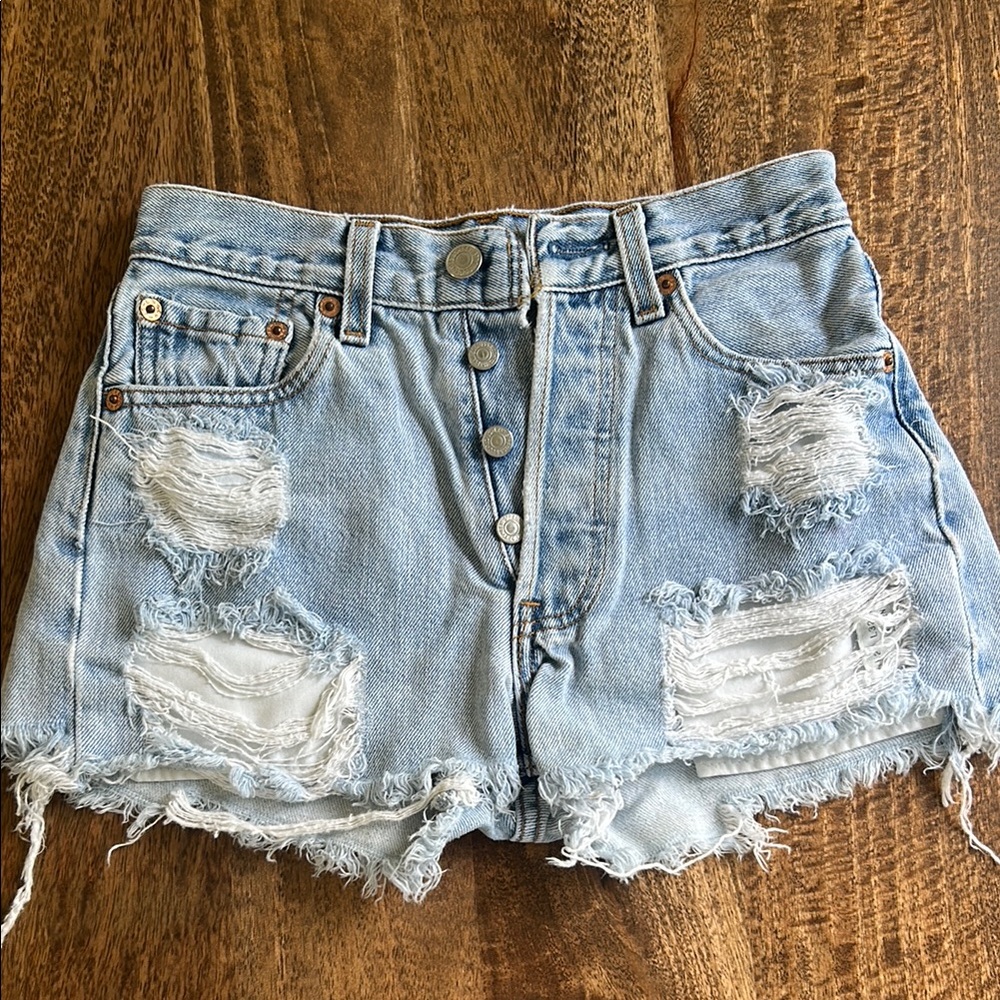 Levi's Light Blue Distressed Jean Shorts